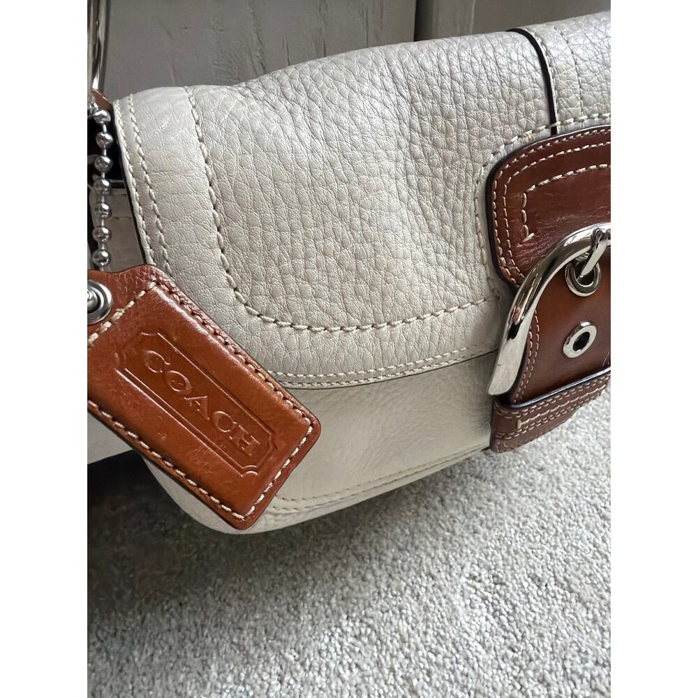 Coach Hampton Soho Satchel Purse Ivory Pebbled Leather Y2K Old Money 90s Luxury - Picture 9 of 12